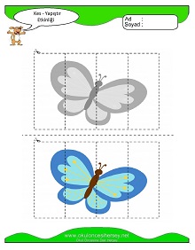okul öncesi çocuklar Kes Yapıştır Çalışma Sayfaları